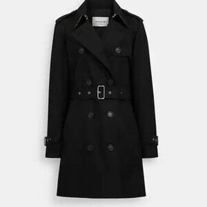Coach Solid Mid Trench Coat NWT Black